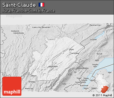 Silver Style 3D Map of Saint-Claude