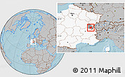 Gray Location Map of Saint-Claude, highlighted country, highlighted parent region, hill shading