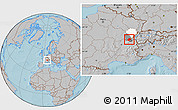 Gray Location Map of Saint-Claude, highlighted parent region, highlighted grandparent region, hill shading
