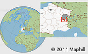 Savanna Style Location Map of Saint-Claude, highlighted country, highlighted grandparent region