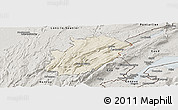 Shaded Relief Panoramic Map of Saint-Claude, semi-desaturated