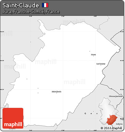 Silver Style Simple Map of Saint-Claude