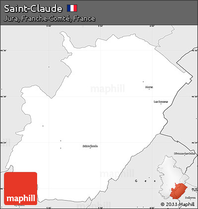 Silver Style Simple Map of Saint-Claude