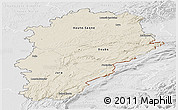 Shaded Relief Panoramic Map of Franche-Comté, lighten, desaturated