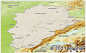 Shaded Relief Panoramic Map of Franche-Comté, physical outside