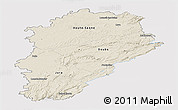 Shaded Relief Panoramic Map of Franche-Comté, single color outside