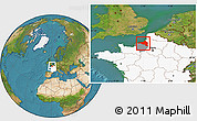Satellite Location Map of Dieppe, highlighted country, highlighted grandparent region