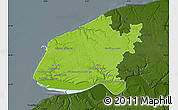Physical Map of le Havre, darken