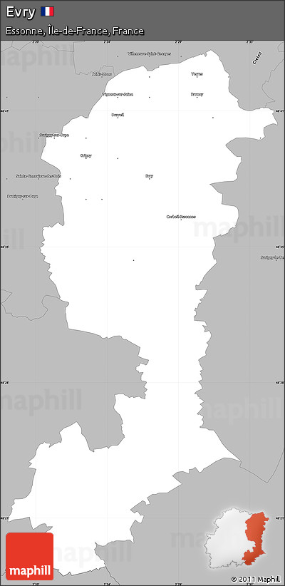 Gray Simple Map of Evry