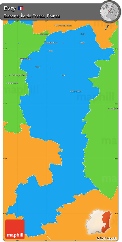 Political Simple Map of Evry