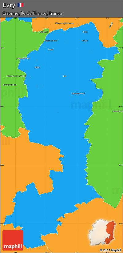 Political Simple Map of Evry