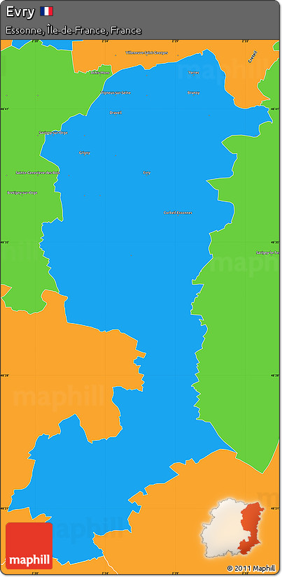 Political Simple Map of Evry