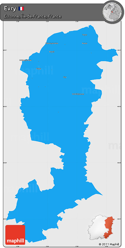Political Simple Map of Evry, single color outside