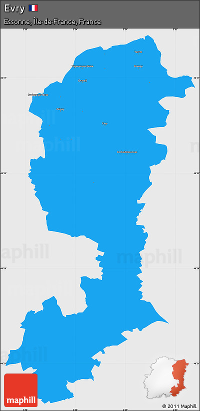 Political Simple Map of Evry, single color outside