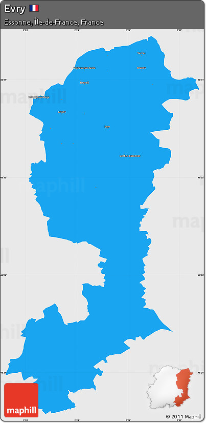 Political Simple Map of Evry, single color outside