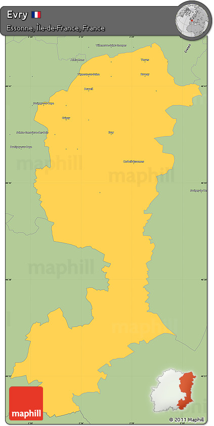 Savanna Style Simple Map of Evry