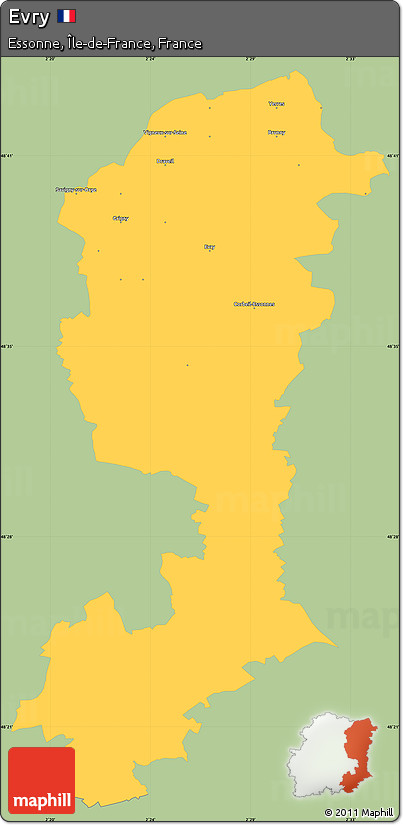 Savanna Style Simple Map of Evry, single color outside