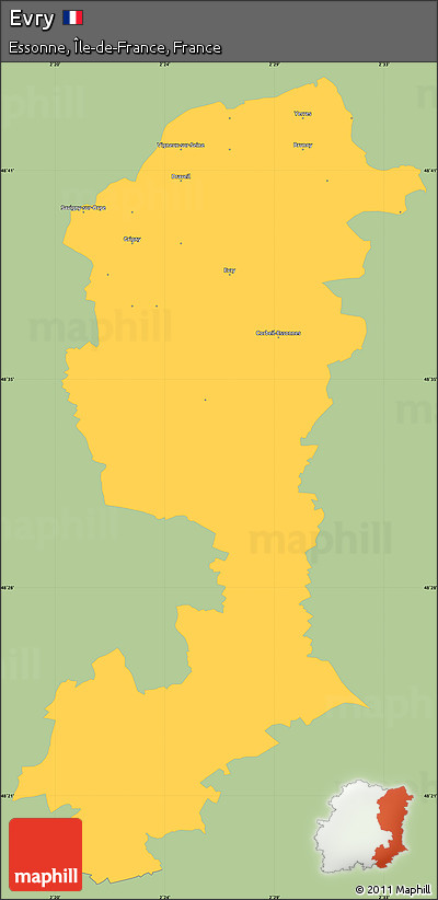 Savanna Style Simple Map of Evry, single color outside