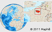 Shaded Relief Location Map of Île-de-France