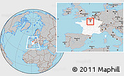 Gray Location Map of Paris, highlighted country, within the entire country