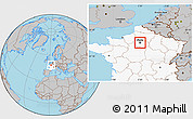 Gray Location Map of Paris, highlighted country