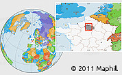 Political Location Map of Paris, highlighted country, highlighted parent region
