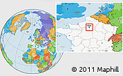 Political Location Map of Paris, highlighted country