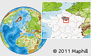 Physical Location Map of Fontainebleau, highlighted country, highlighted grandparent region