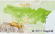 Physical 3D Map of Aude, lighten