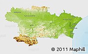 Physical 3D Map of Aude, single color outside