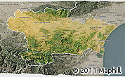 Satellite 3D Map of Aude, semi-desaturated