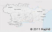 Silver Style 3D Map of Aude, single color outside