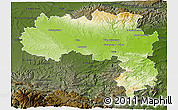 Physical 3D Map of Carcassonne, darken
