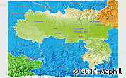 Physical 3D Map of Carcassonne, political outside