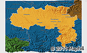 Political 3D Map of Carcassonne, darken