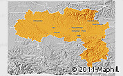 Political 3D Map of Carcassonne, lighten, desaturated