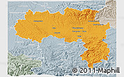 Political 3D Map of Carcassonne, lighten, semi-desaturated