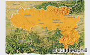 Political 3D Map of Carcassonne, satellite outside