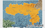 Political 3D Map of Carcassonne, semi-desaturated