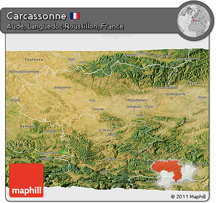 Satellite 3D Map of Carcassonne