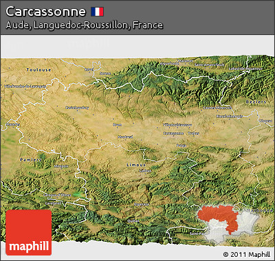 Satellite 3D Map of Carcassonne