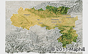 Satellite 3D Map of Carcassonne, lighten, semi-desaturated