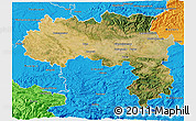 Satellite 3D Map of Carcassonne, political outside