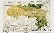 Satellite 3D Map of Carcassonne, shaded relief outside