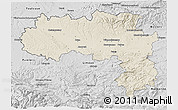 Shaded Relief 3D Map of Carcassonne, desaturated