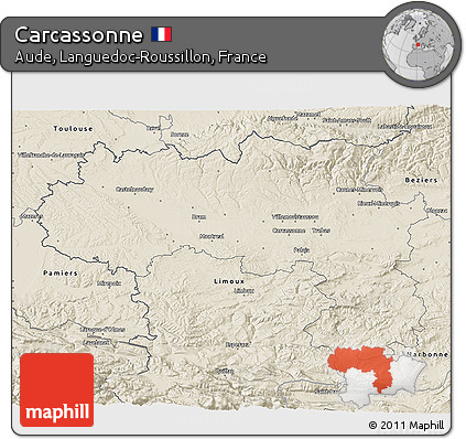 Shaded Relief 3D Map of Carcassonne