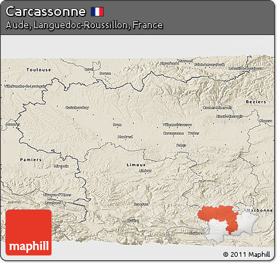 Shaded Relief 3D Map of Carcassonne