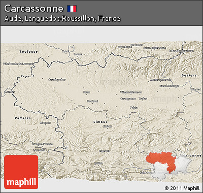 Shaded Relief 3D Map of Carcassonne