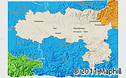 Shaded Relief 3D Map of Carcassonne, political outside
