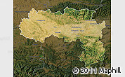 Satellite Map of Carcassonne, darken